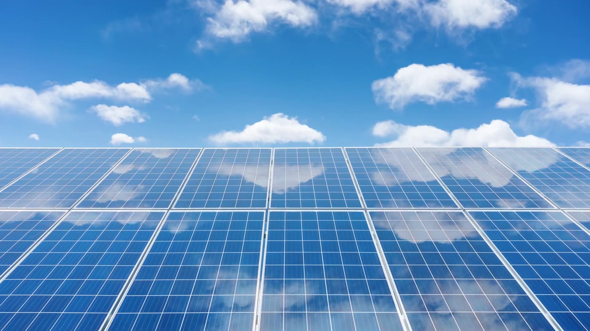 Solar panels under a blue sky